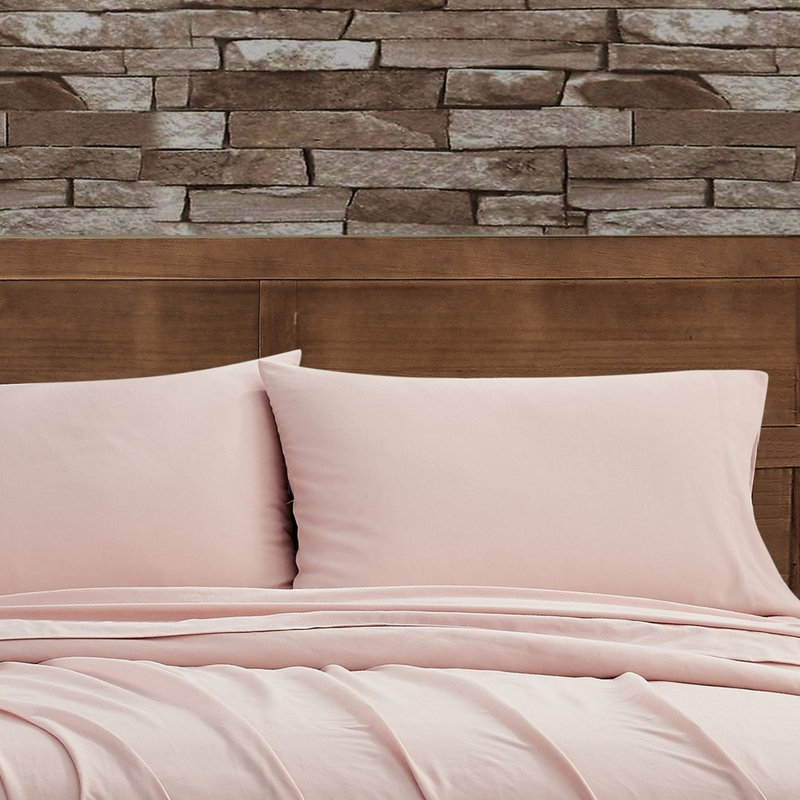 Blush King Cotton-Polyester Embroidered 3-Piece Sheet Set