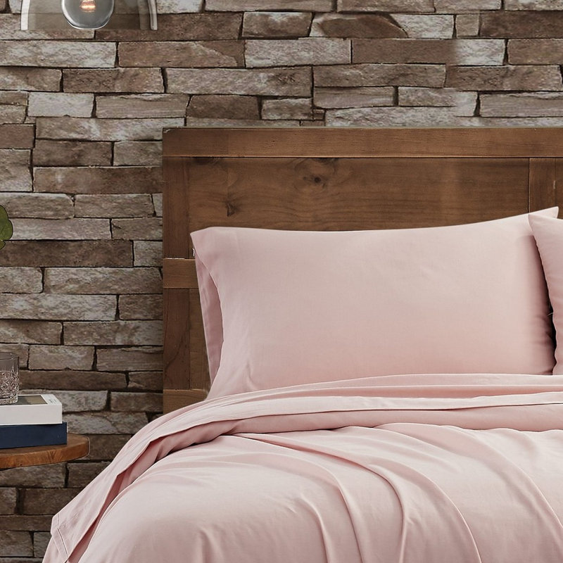 Blush King Cotton-Polyester Embroidered 3-Piece Sheet Set