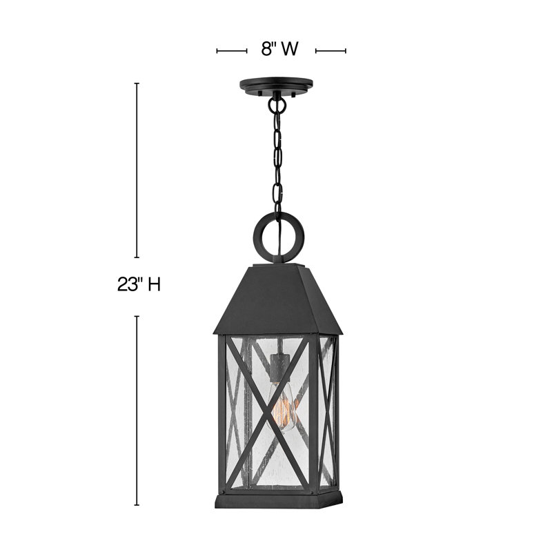 Museum Black Aluminum 1-Light Outdoor Lantern Pendant