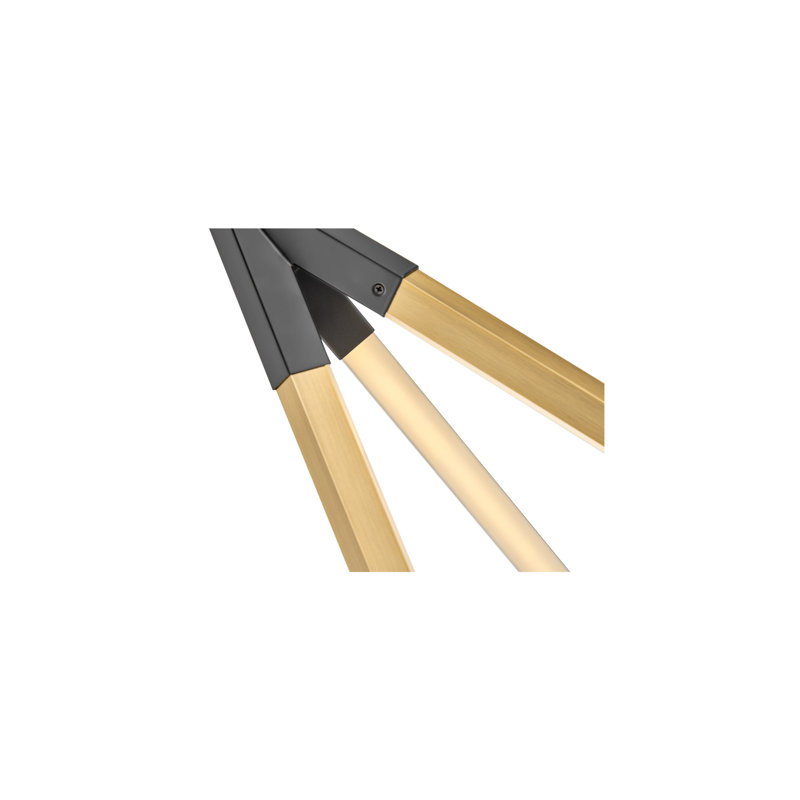 Rae Modern LED Sputnik Linear Chandelier in Lacquered Brass and Black
