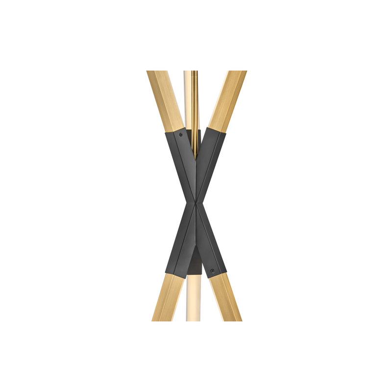Rae Modern LED Sputnik Linear Chandelier in Lacquered Brass and Black