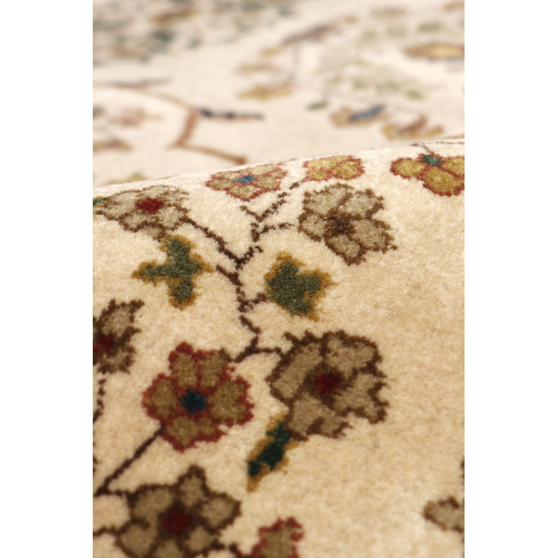 Elegant Ivory Floral Hand-Knotted Wool & Silk Area Rug 8'x9'8"