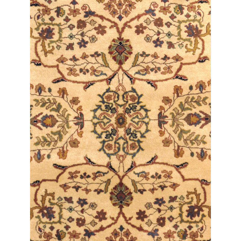 Elegant Ivory Floral Hand-Knotted Wool & Silk Area Rug 8'x9'8"