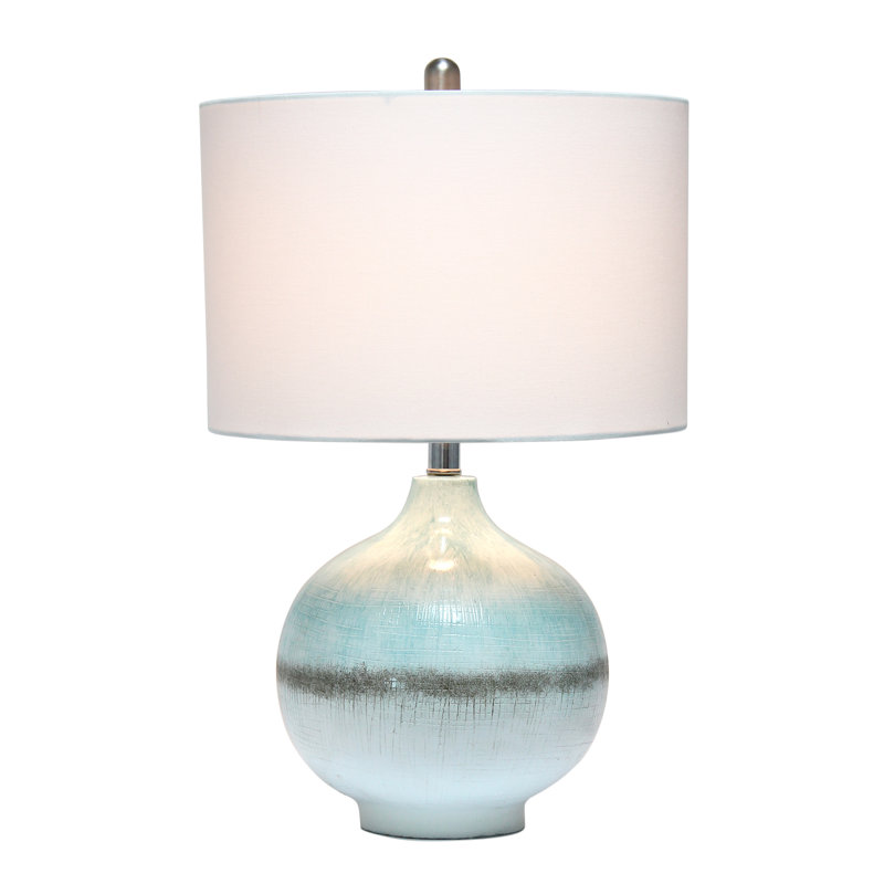 Coastal Pottery Sea Glass Sand Northshore 16" Table Lamp, Aqua/Brown/White