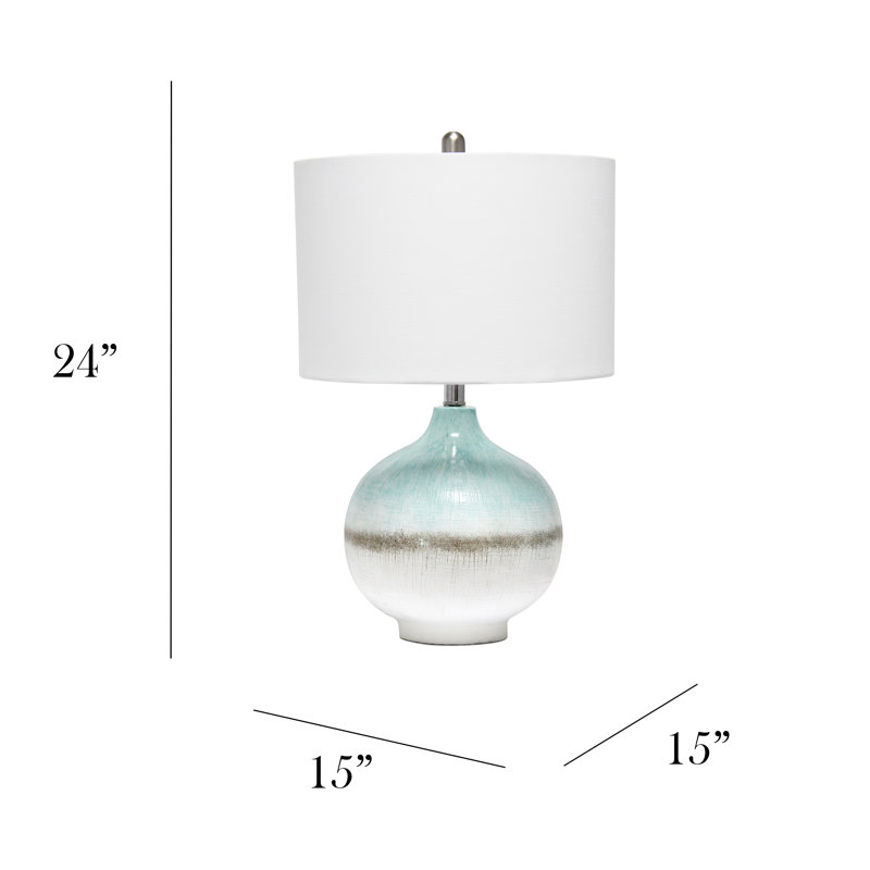 Coastal Pottery Sea Glass Sand Northshore 16" Table Lamp, Aqua/Brown/White
