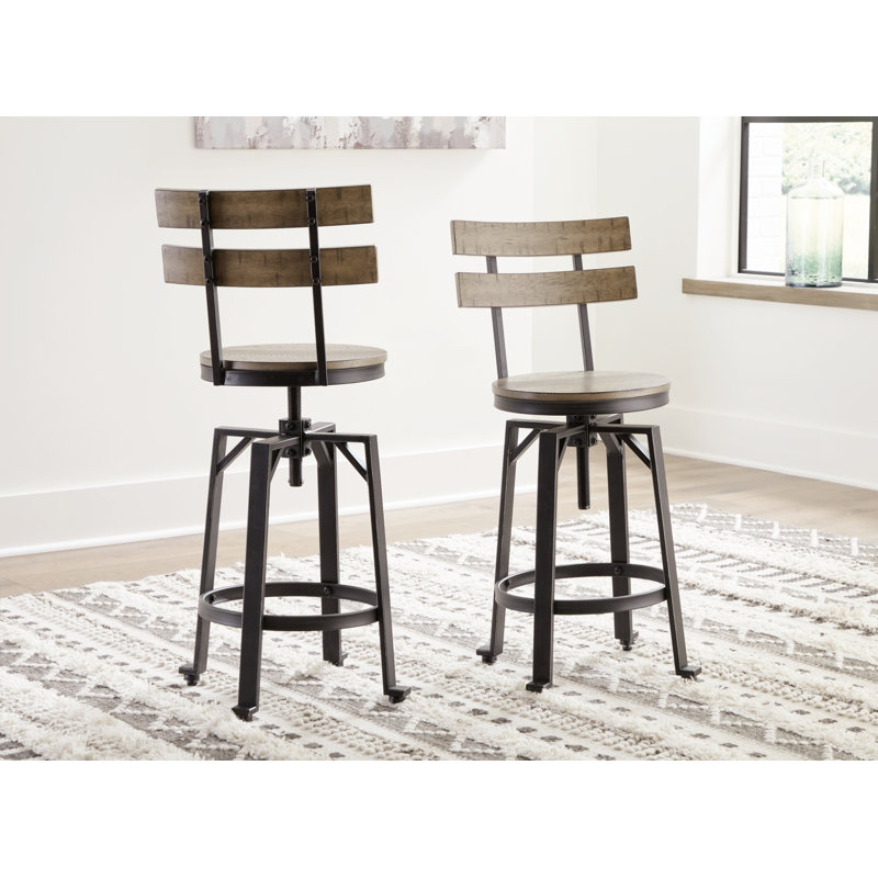 Rustic Charm Two-Tone Swivel Counter Height Barstool in Distressed Brown
