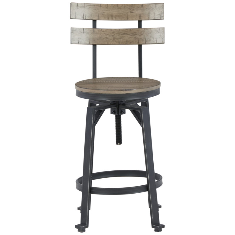 Rustic Charm Two-Tone Swivel Counter Height Barstool in Distressed Brown