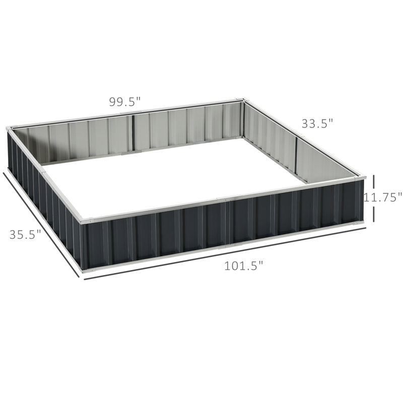 Dark Grey Metal Raised Garden Bed Planter Box