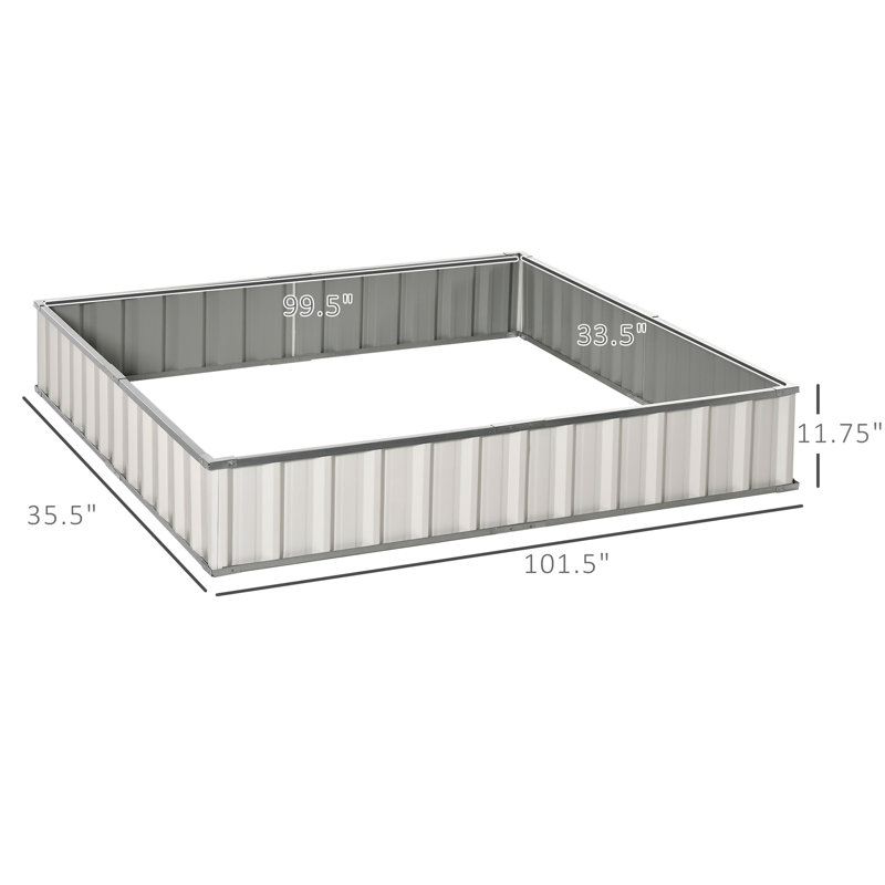 Elevate Galvanized White Metal Raised Garden Bed for Patio & Deck