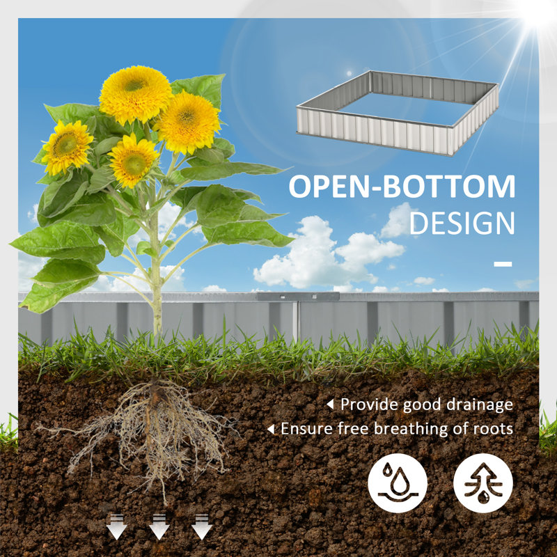Elevate Galvanized White Metal Raised Garden Bed for Patio & Deck