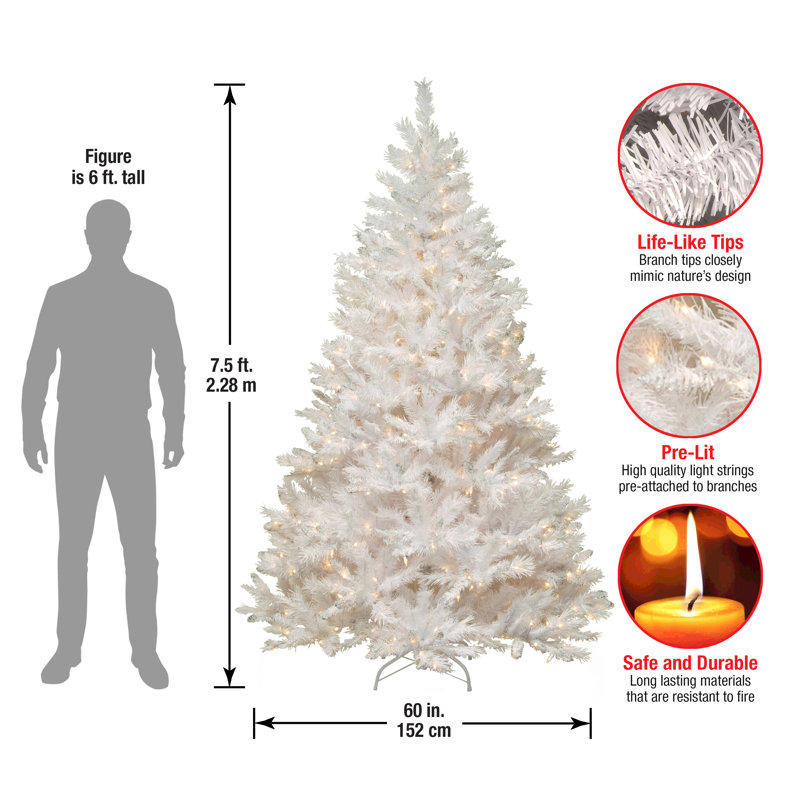 The Holiday Aisle® Winchester White Pine Tree with Clear Lights