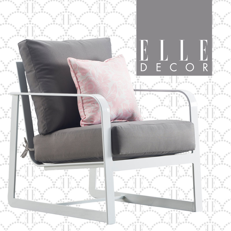 French White Metal Armchair with Cushions