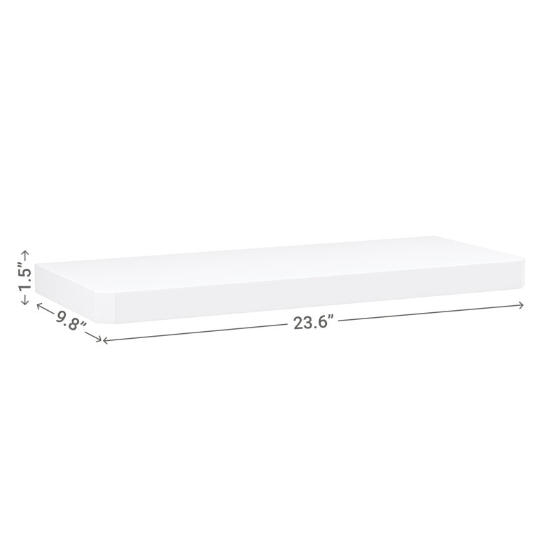 Sleek Soho 24" White Manufactured Wood Floating Wall Shelf