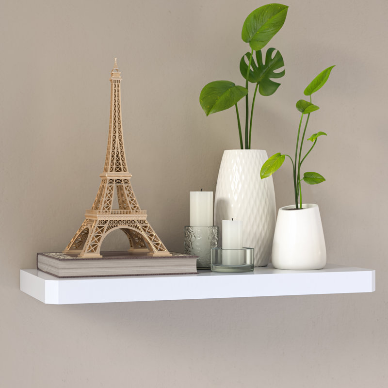Sleek Soho 24" White Manufactured Wood Floating Wall Shelf