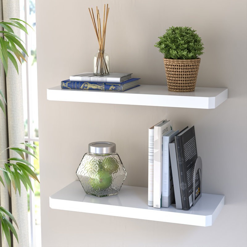 Sleek Soho 24" White Manufactured Wood Floating Wall Shelf