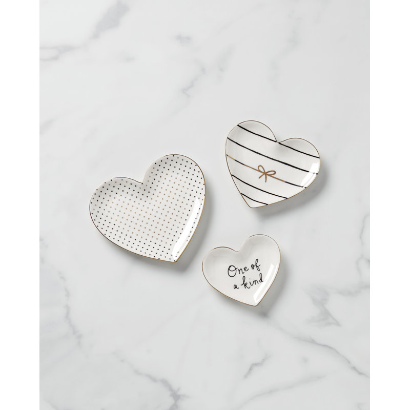 Nordic Heart-Shaped Decorative Tray Set with Gold Accents