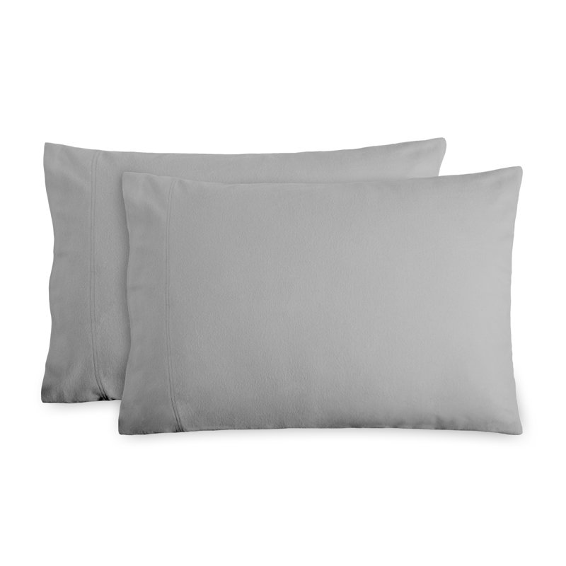 Gray Cotton Flannel Standard Pillowcase Set of 2