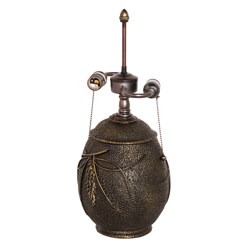 Pinecone Ridge 19.5" Bronze Stained Glass Adjustable Desk Lamp