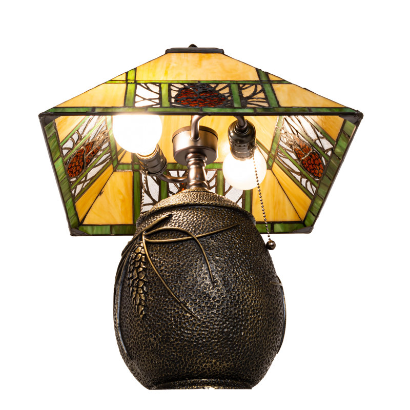 Pinecone Ridge 19.5" Bronze Stained Glass Adjustable Desk Lamp