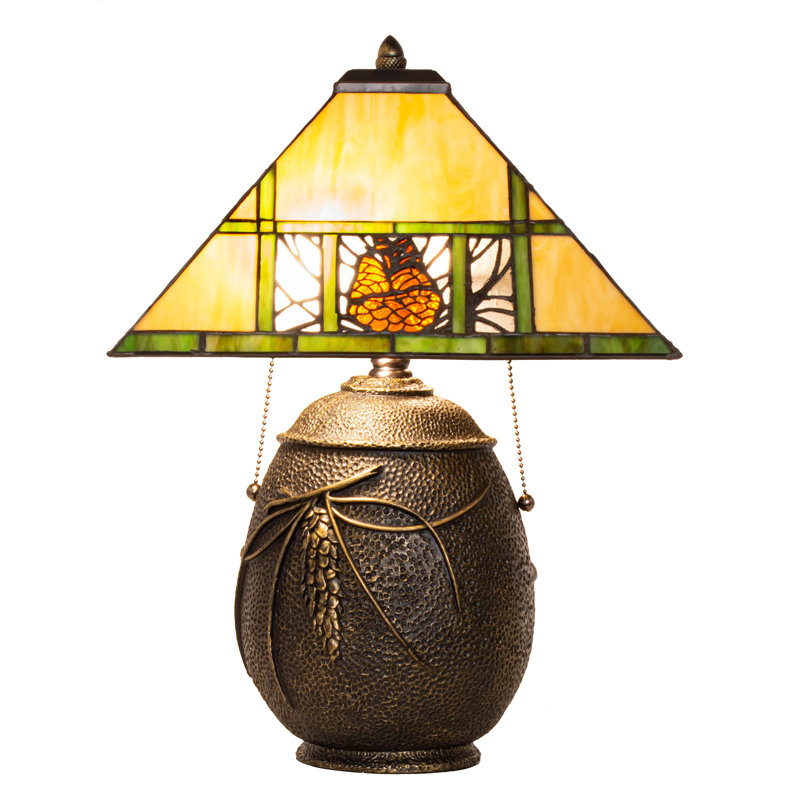 Pinecone Ridge 19.5" Bronze Stained Glass Adjustable Desk Lamp