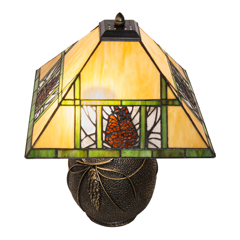 Pinecone Ridge 19.5" Bronze Stained Glass Adjustable Desk Lamp