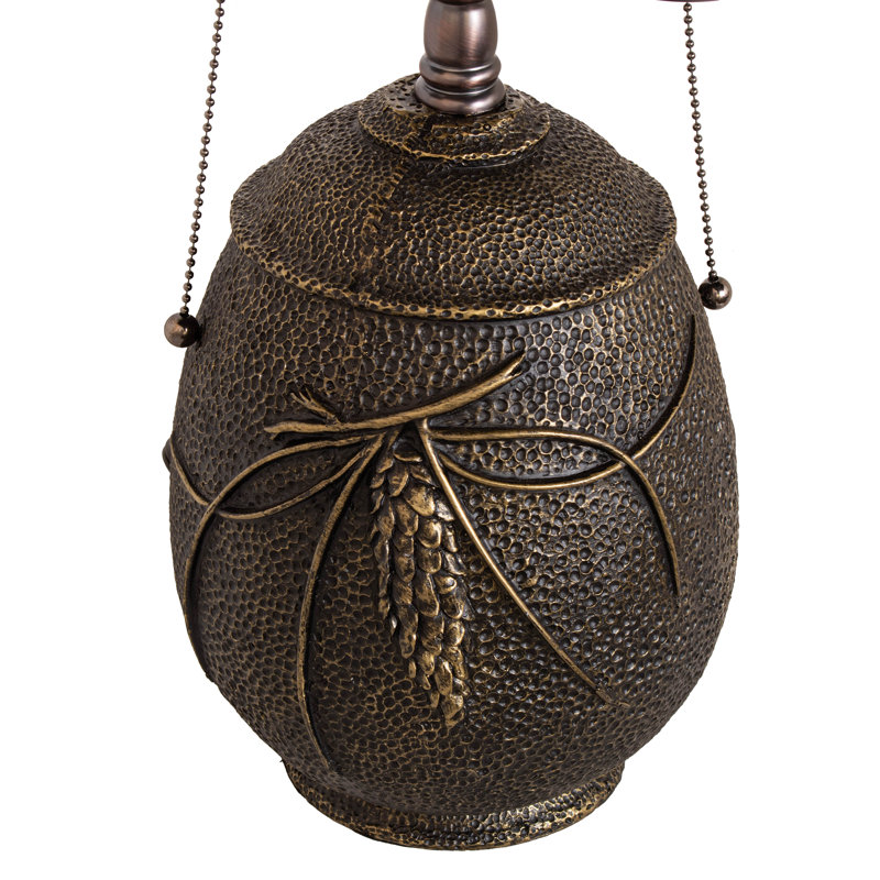 Pinecone Ridge 19.5" Bronze Stained Glass Adjustable Desk Lamp