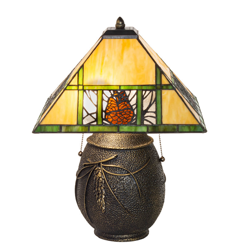Pinecone Ridge 19.5" Bronze Stained Glass Adjustable Desk Lamp