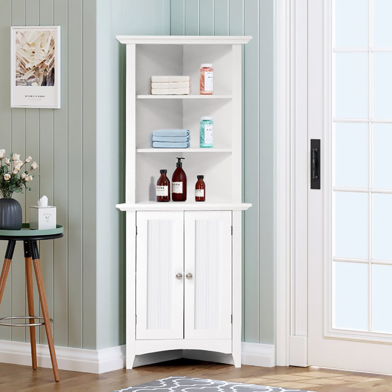 Classic White 63.75'' Raised Panel Corner Kitchen Pantry