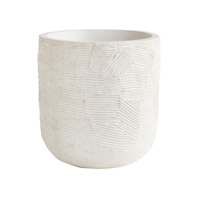 Atna 16.5'' White Solid Wood Round Outdoor Planter