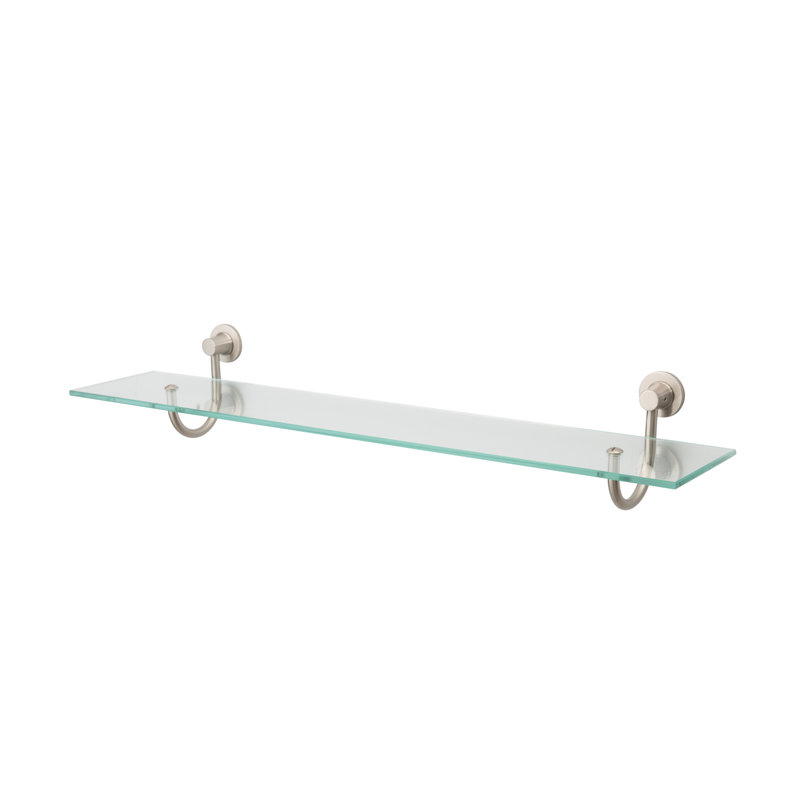 Elegant Nickel Finish 33" Glass Wall Shelf