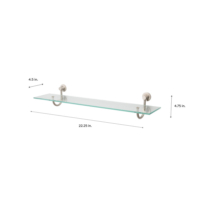Elegant Nickel Finish 33" Glass Wall Shelf
