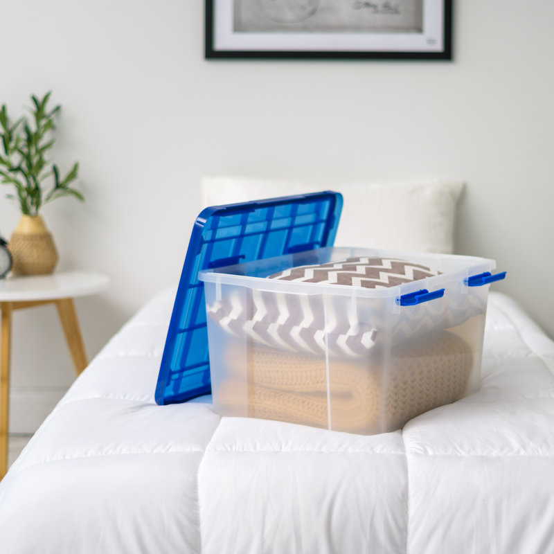 Set of 4 Clear Blue 44 Quart Stackable Storage Bins