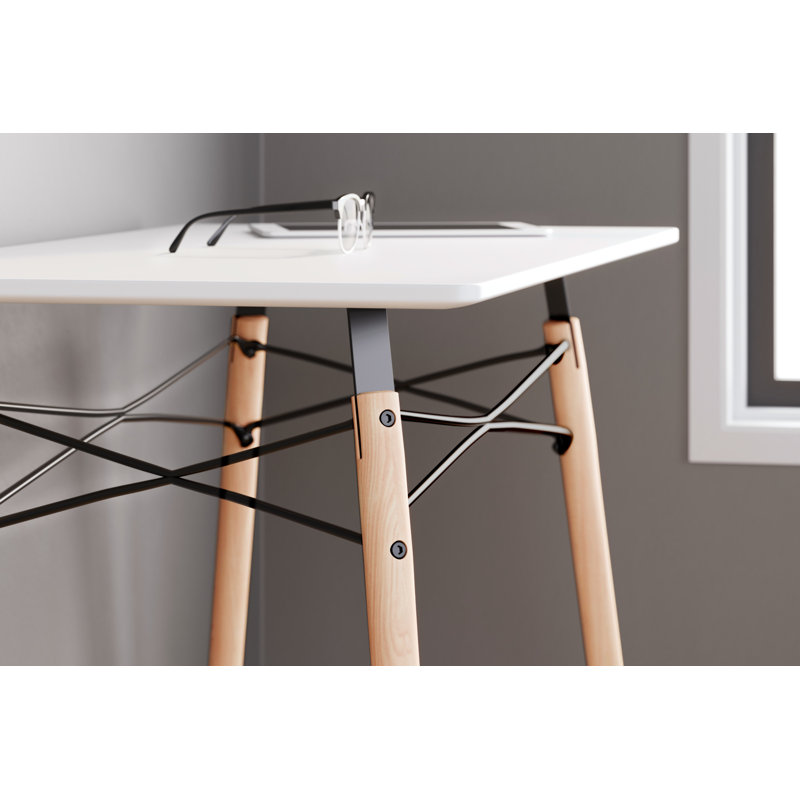 Contemporary White/Natural Wood Home Office Desk 36"x18"