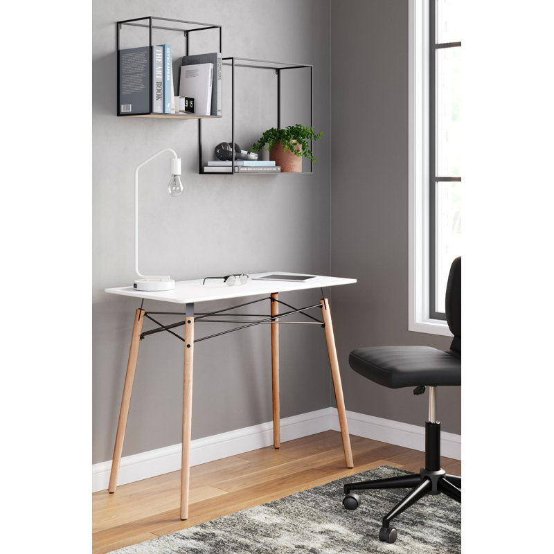 Contemporary White/Natural Wood Home Office Desk 36"x18"