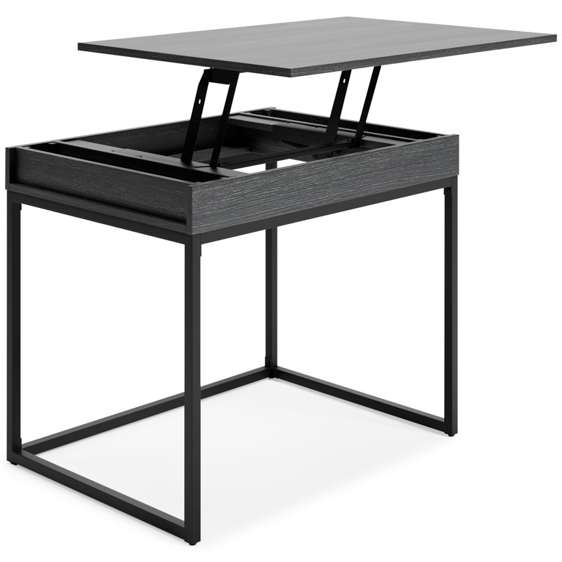 Sleek Black 36" Contemporary Home Office Desk with USB Port