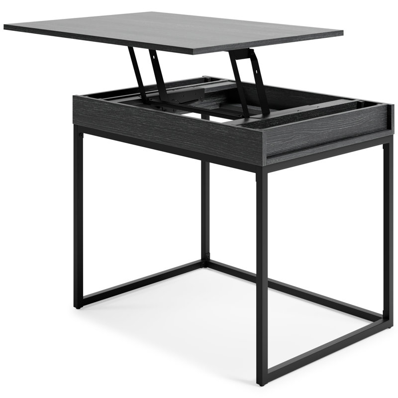 Sleek Black 36" Contemporary Home Office Desk with USB Port