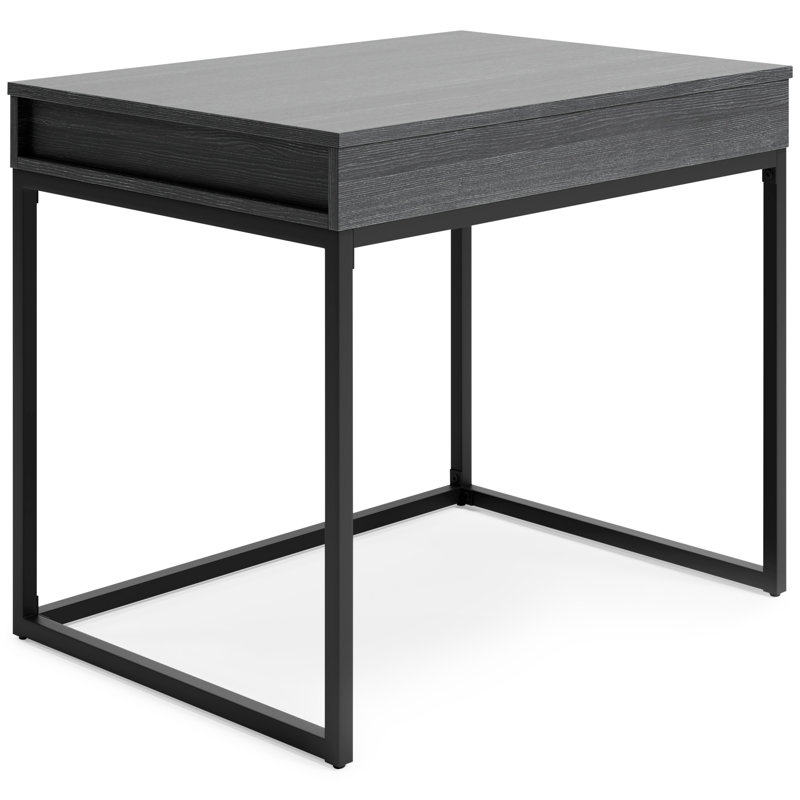 Sleek Black 36" Contemporary Home Office Desk with USB Port