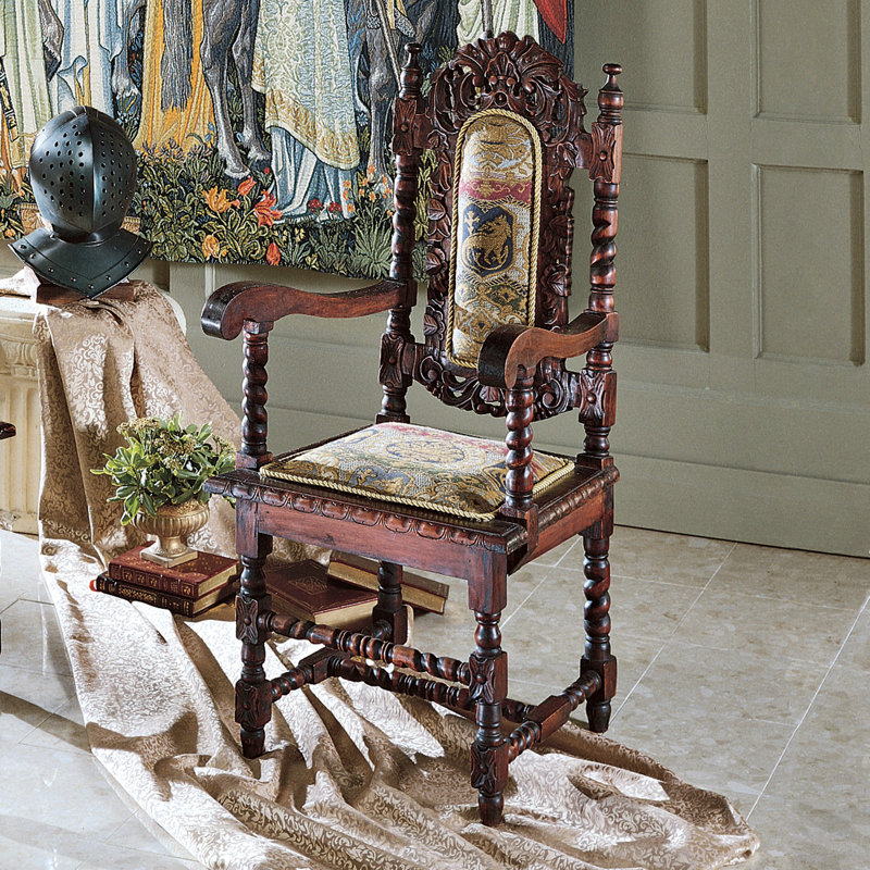 Chicago Bears Handcrafted Walnut Wood High-Back Accent Chair