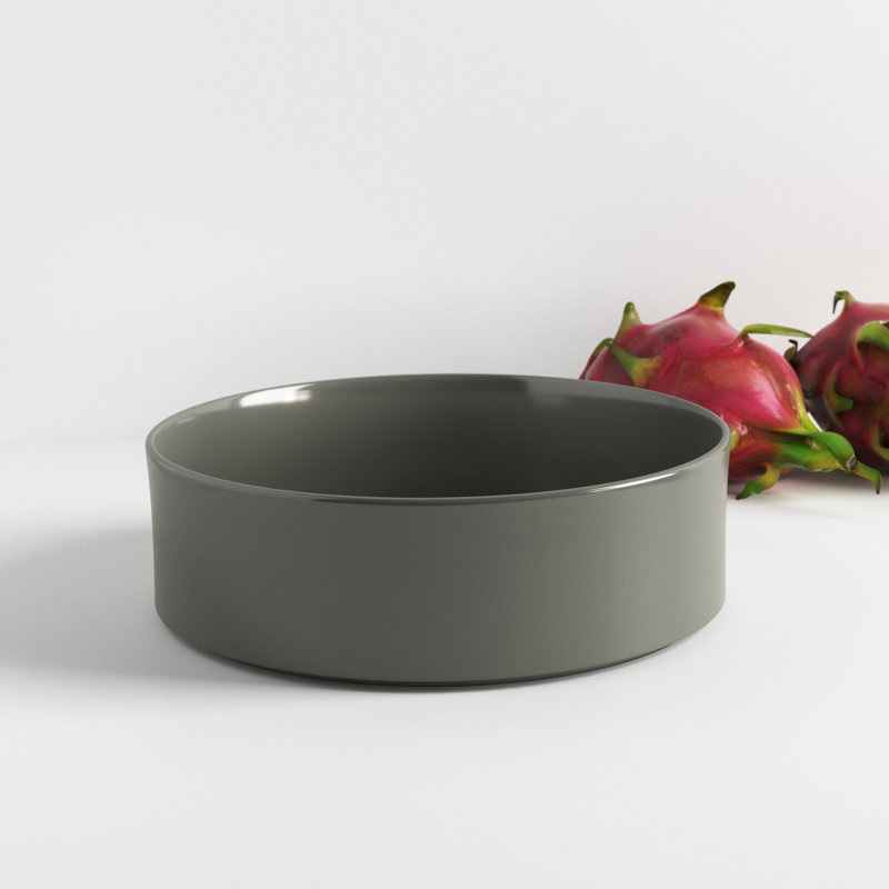 Pewter Ceramic Round Salad Serving Bowl 101oz