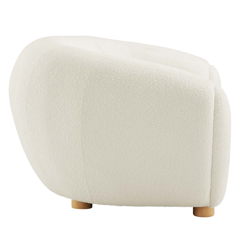 Ivory Velvet Luxe Lounge Accent Chair with Beech Wood Legs
