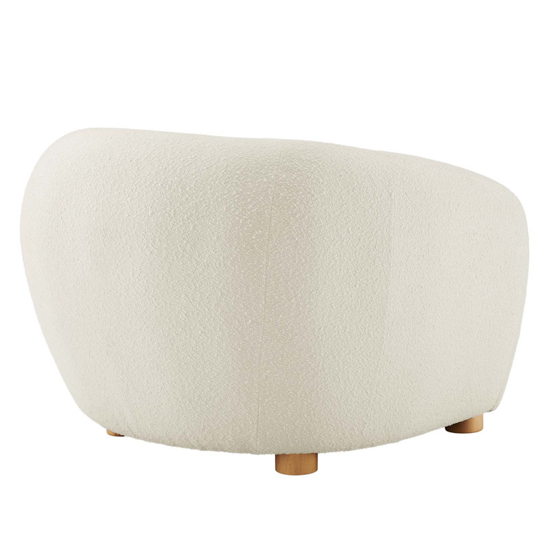 Ivory Velvet Luxe Lounge Accent Chair with Beech Wood Legs