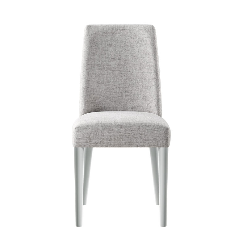 Gray Upholstered Dining Side Chair with Solid Wood Legs