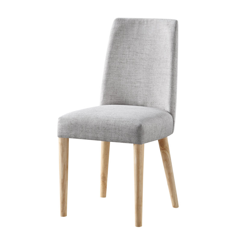 Gray Upholstered Accent Chair with Natural Wood Legs