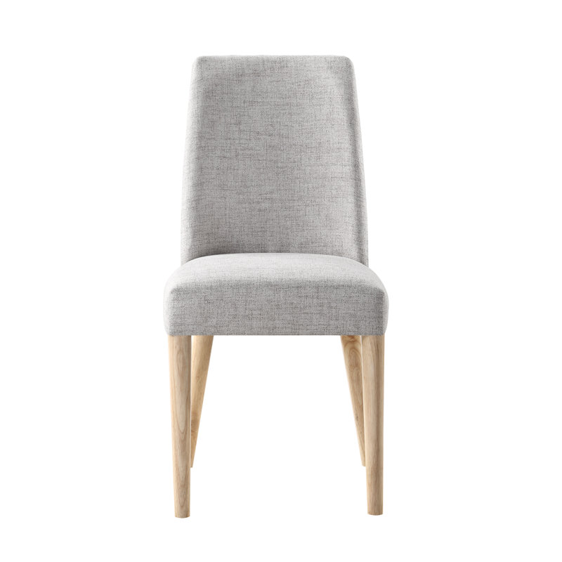 Gray Upholstered Accent Chair with Natural Wood Legs