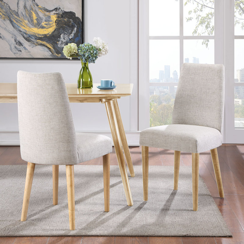 Gray Upholstered Accent Chair with Natural Wood Legs