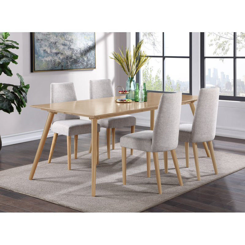 Gray Upholstered Accent Chair with Natural Wood Legs