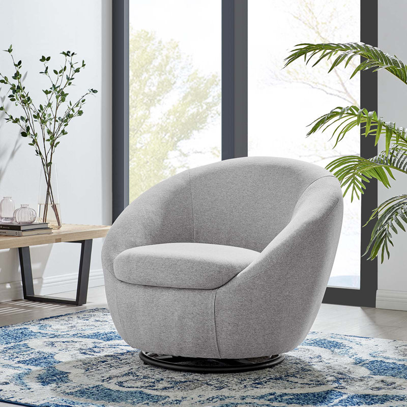 Curved Silhouette Black and Light Gray Metal Swivel Chair