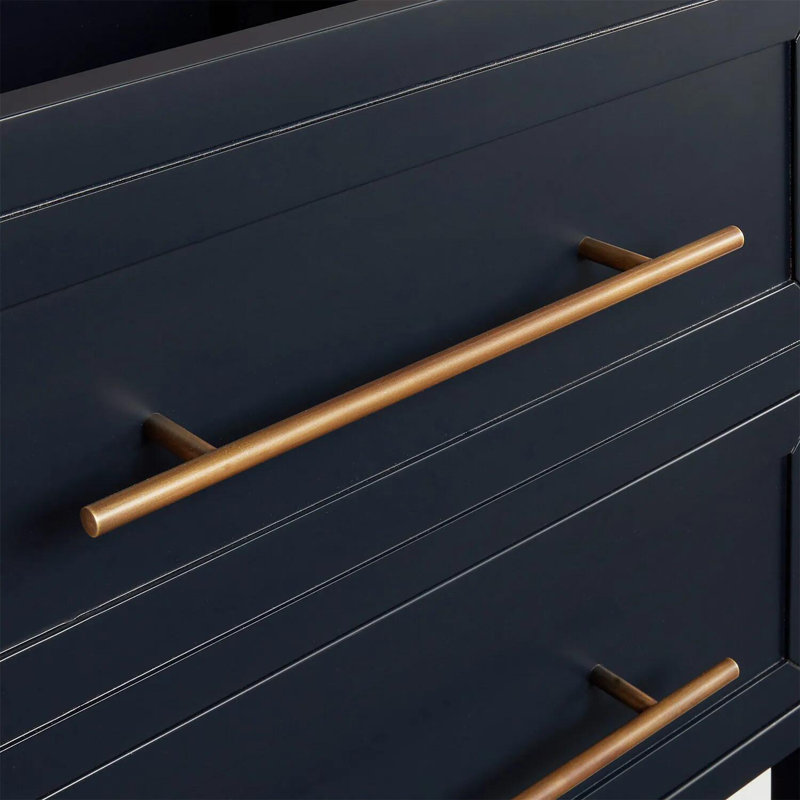 Midnight Navy Blue Mahogany Single Bathroom Vanity with Brass Pulls