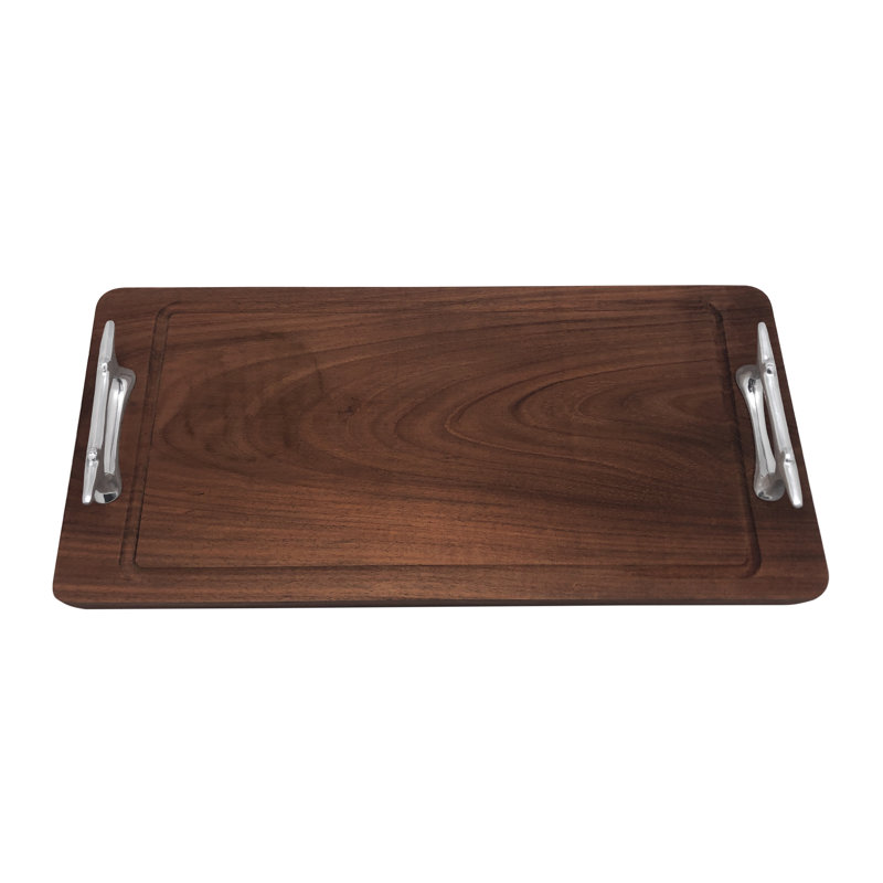 High Seas Boat Cleat Handled Dark Wood Tray