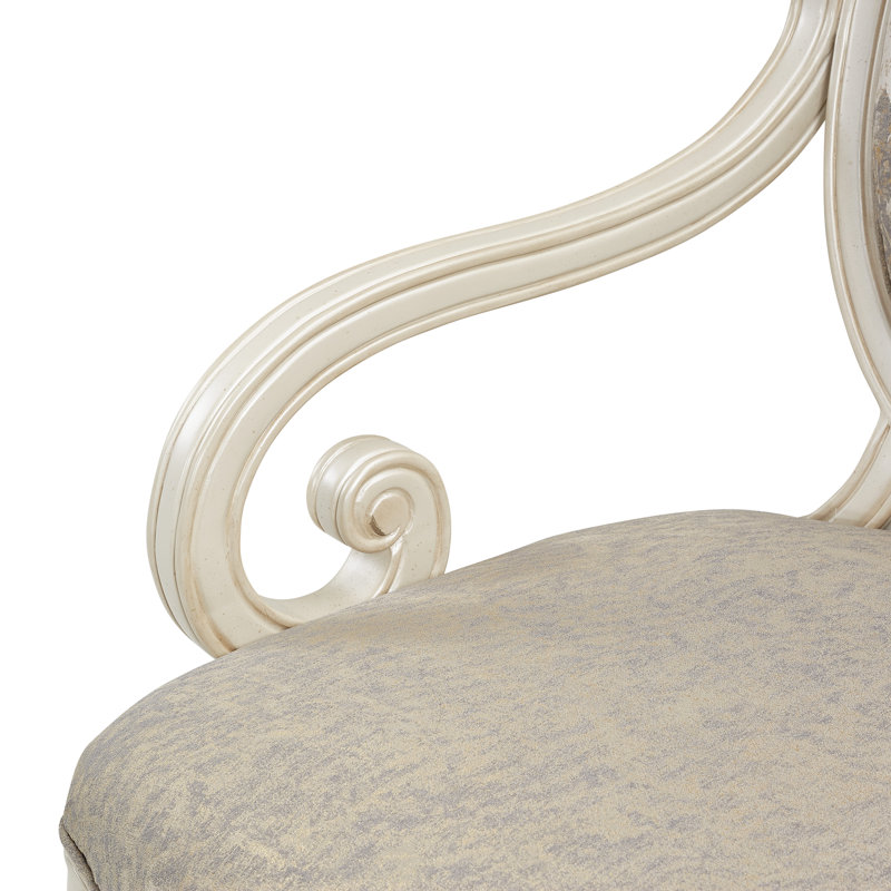 Elegant Beige Leather & Wood Handcrafted Traditional Accent Chair